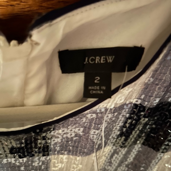 Navy/white sequined gingham J Crew dress NWT fully lined back zipper - Picture 4 of 4
